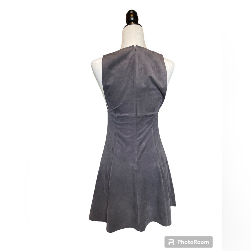 EC Wilfred Montbrun Faux Suede Deep V-Neck Aline Mini Dress - Size 6 - Picture 2 of 5